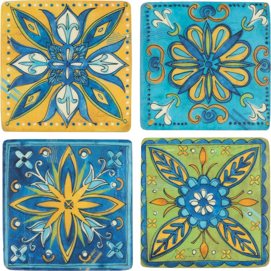 Set of 4 Ceramic Coasters with Moorish Design