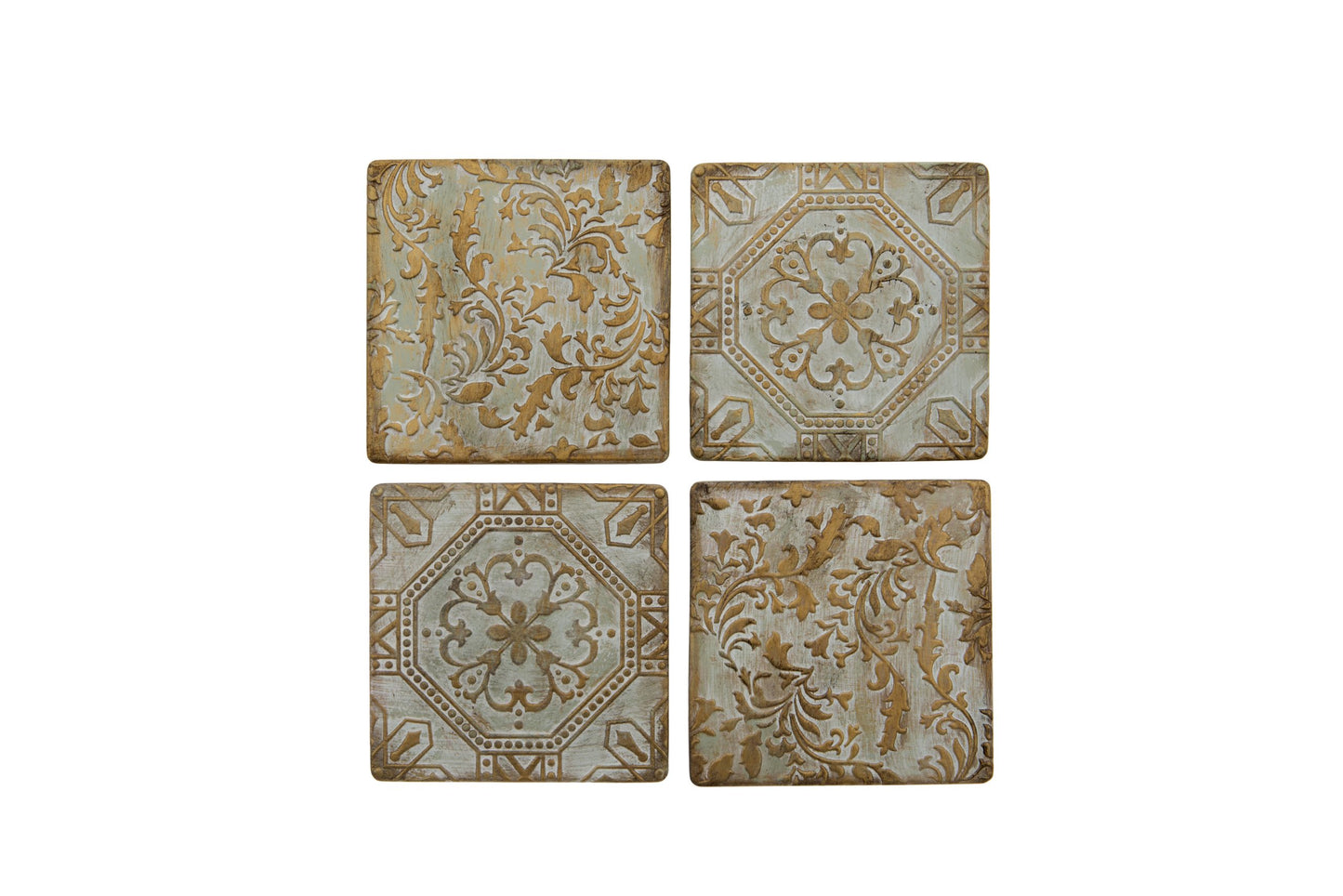 Set of 4 Bronze Style Ceramic Coasters