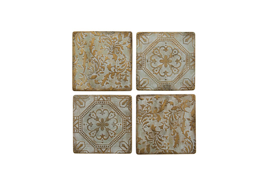 Set of 4 Bronze Style Ceramic Coasters