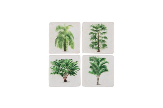 Set 4 French Shabby Chic Ceramic Tile Coasters in a Botanical Design