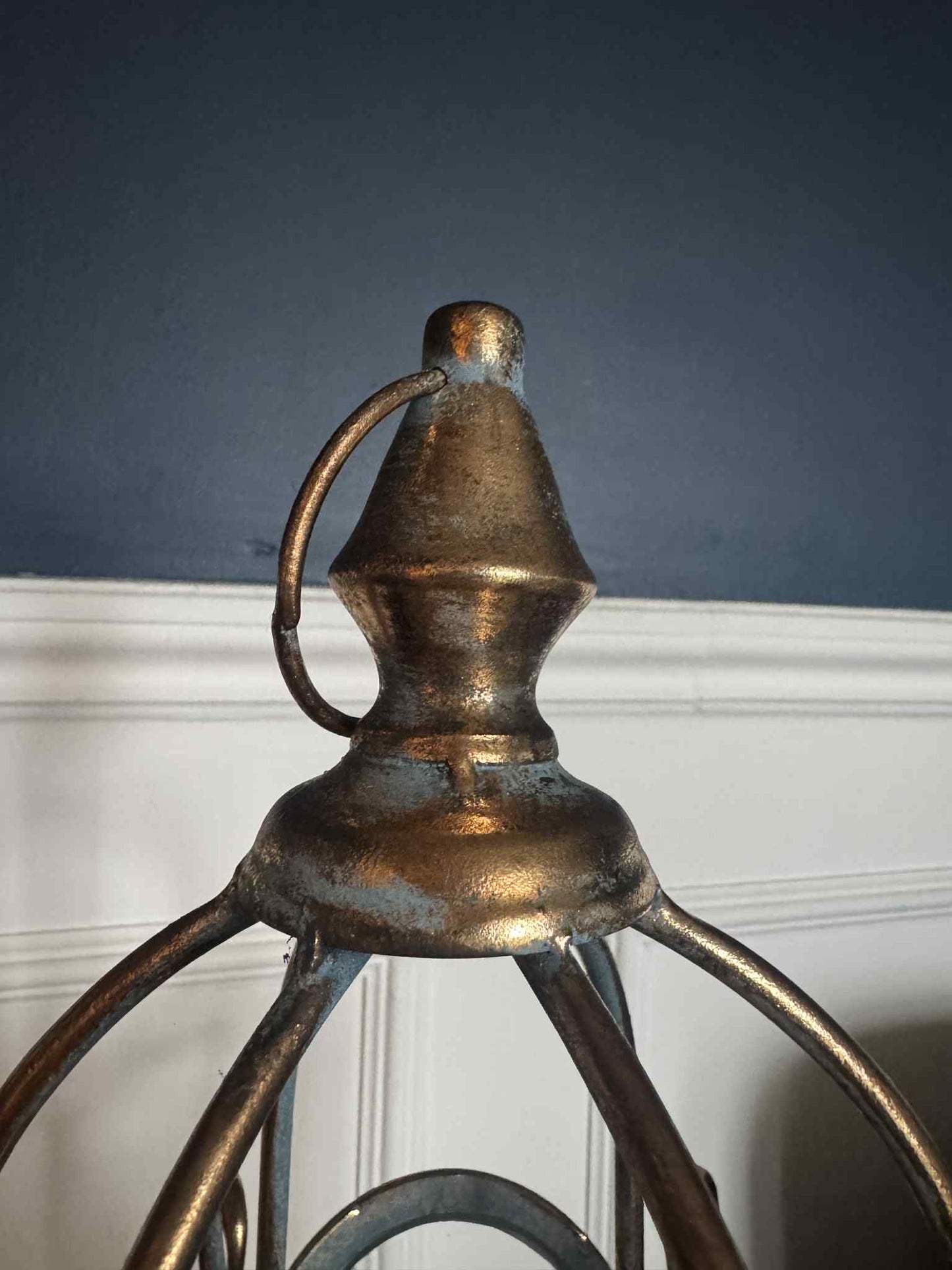 Large Gold Metal and Glass Antique Style Candle Holder