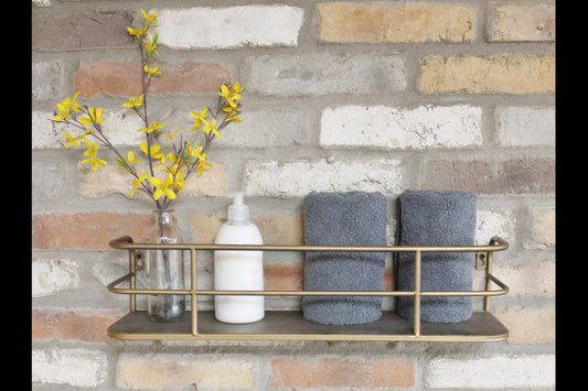 Industrial Retro Style Shelf with Gold Distressed Metal Finish