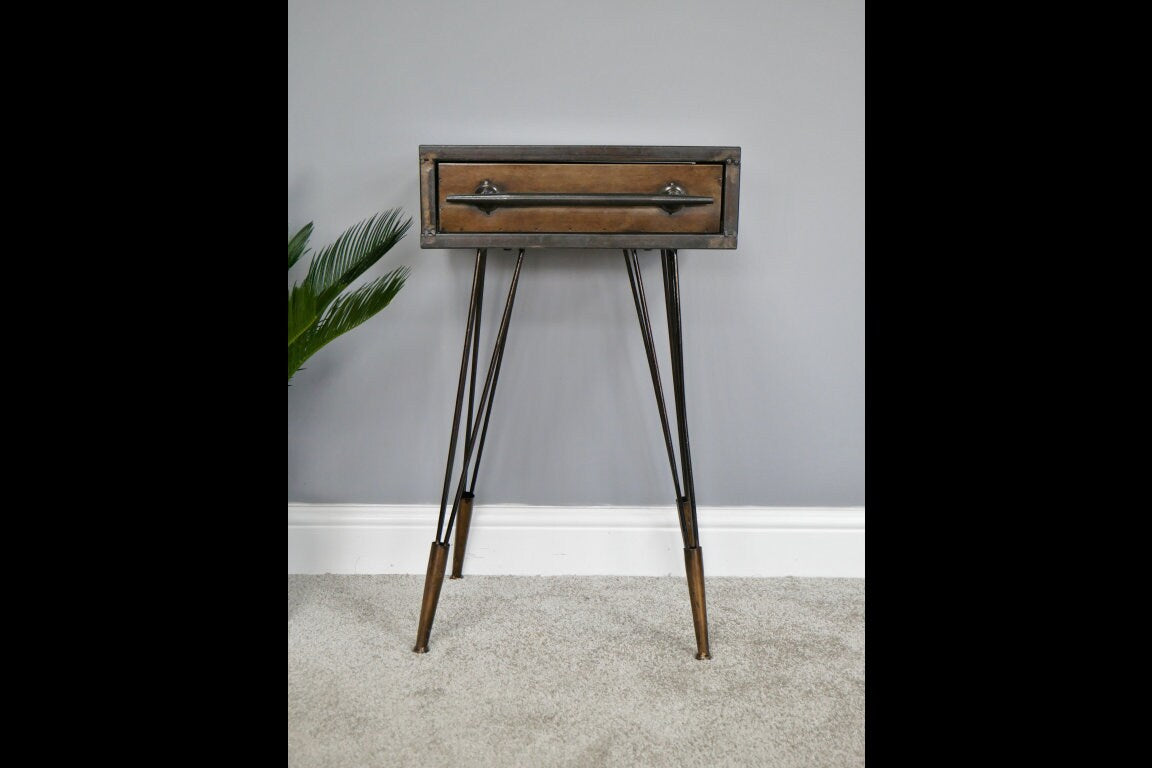 Vintage Industrial STEAMPUNK Style Metal Bedside Cabinet / Occasional Table