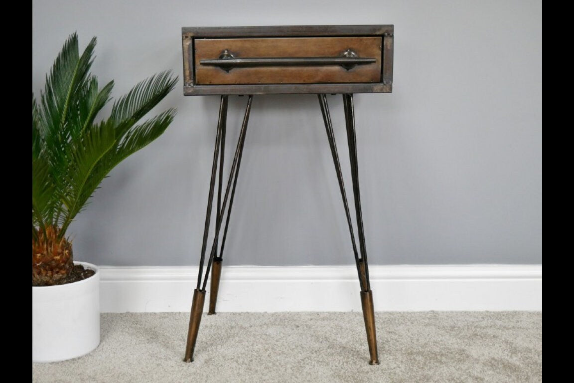 Vintage Industrial STEAMPUNK Style Metal Bedside Cabinet / Occasional Table