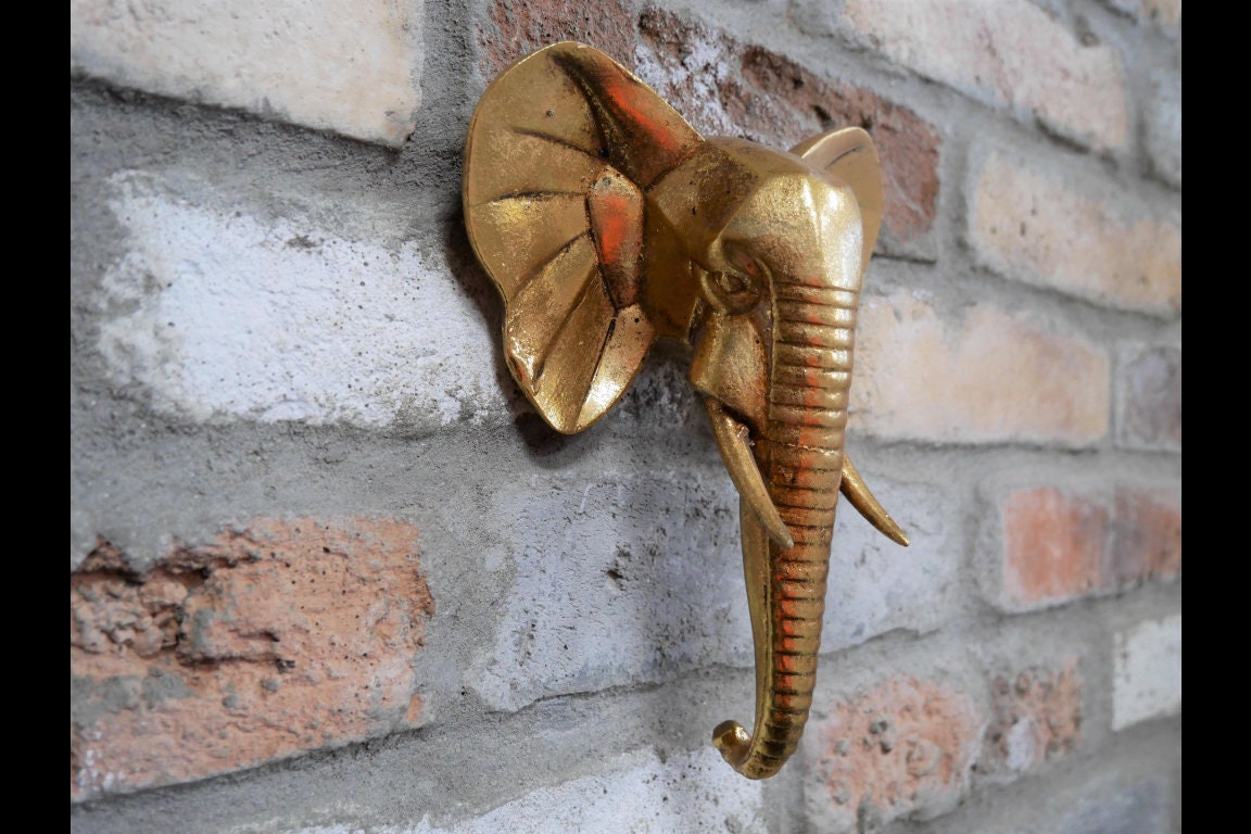 Elephant Head Wall Hanging Jungle TROPICAL TREND FOR 2021 Gold