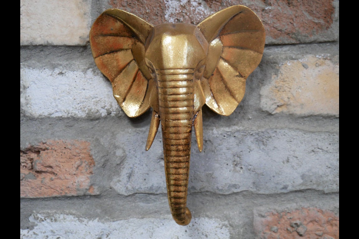 Elephant Head Wall Hanging Jungle TROPICAL TREND FOR 2021 Gold