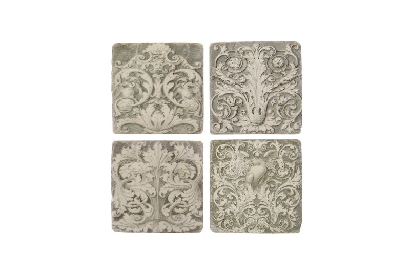 Set 4 French Shabby Chic Ceramic Tile Coasters Various Styles FREE POSTAGE