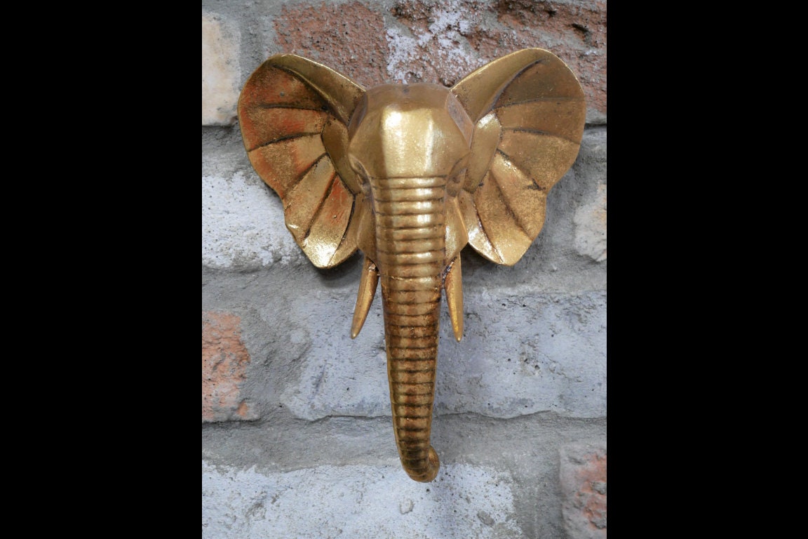 Elephant Head Wall Hanging Jungle TROPICAL TREND FOR 2021 Gold