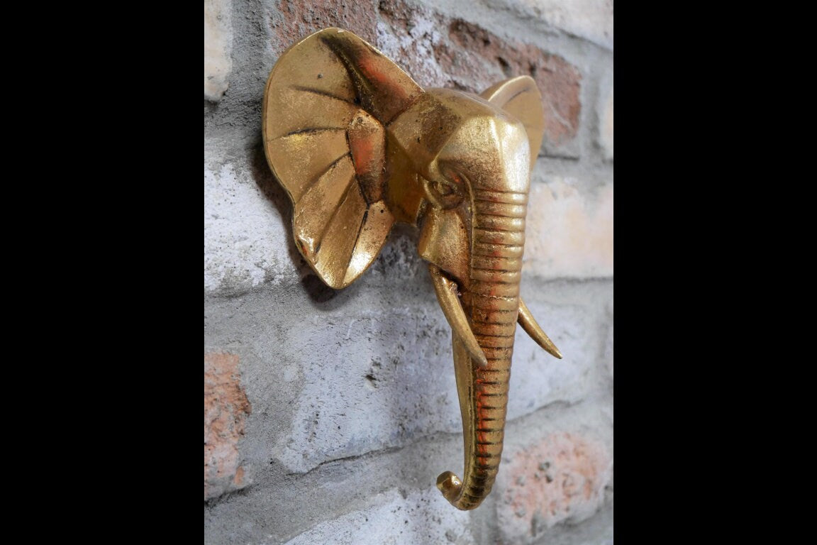 Elephant Head Wall Hanging Jungle TROPICAL TREND FOR 2021 Gold