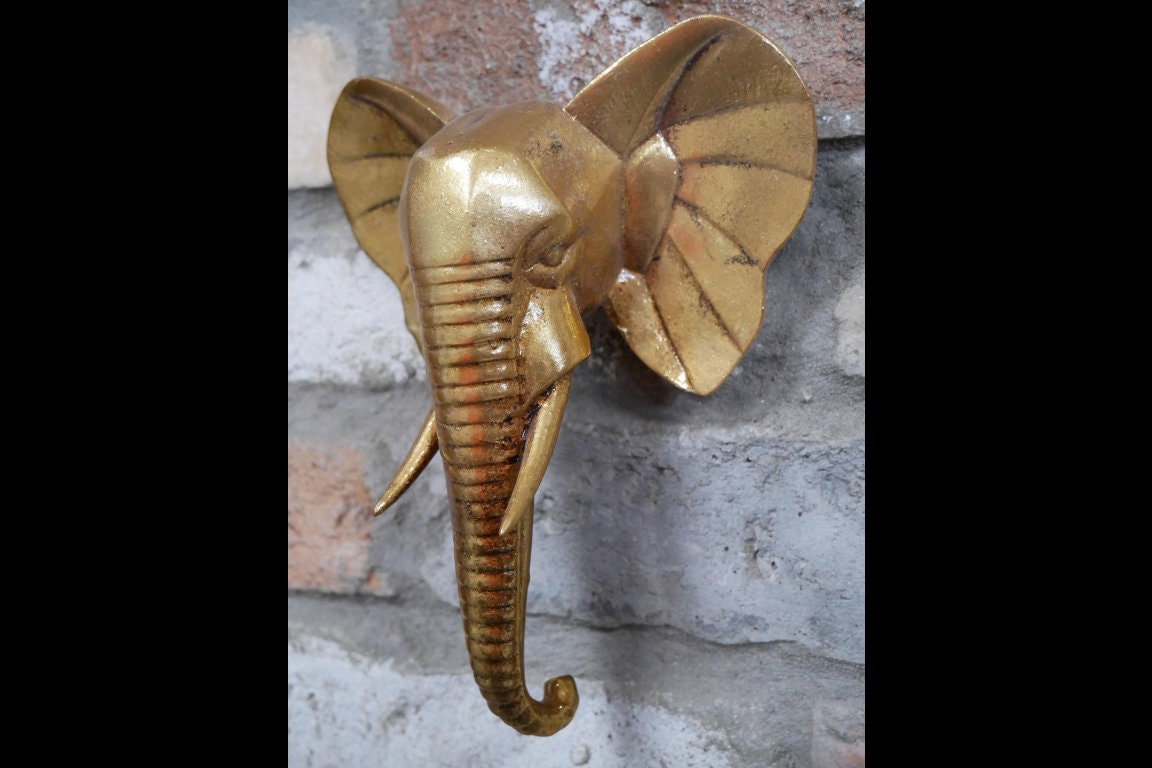 Elephant Head Wall Hanging Jungle TROPICAL TREND FOR 2021 Gold