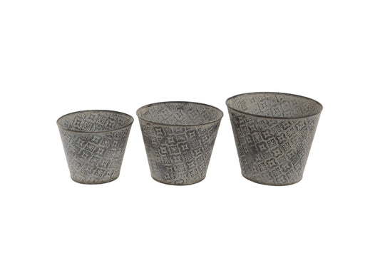 Set of 3 Metal Garden Planters with Embossed Design FREE POSTAGE