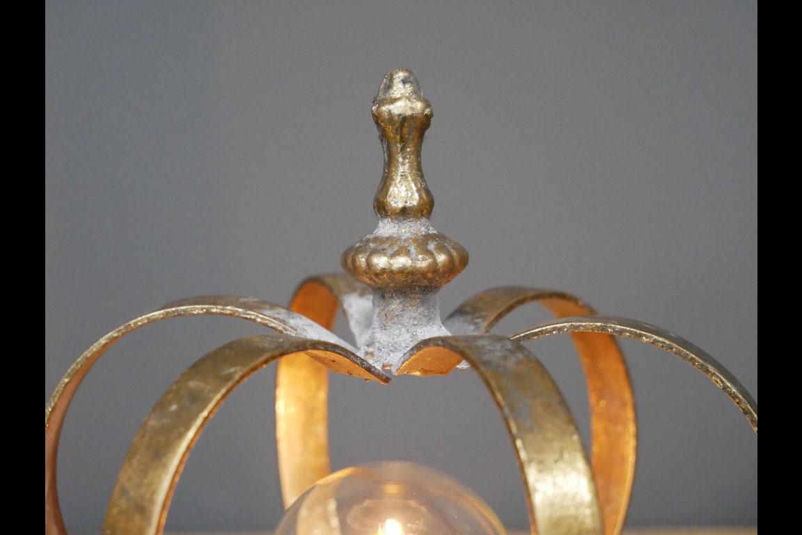 Gold Crown Metal Light Battery Operated Vintage Style With Bulb