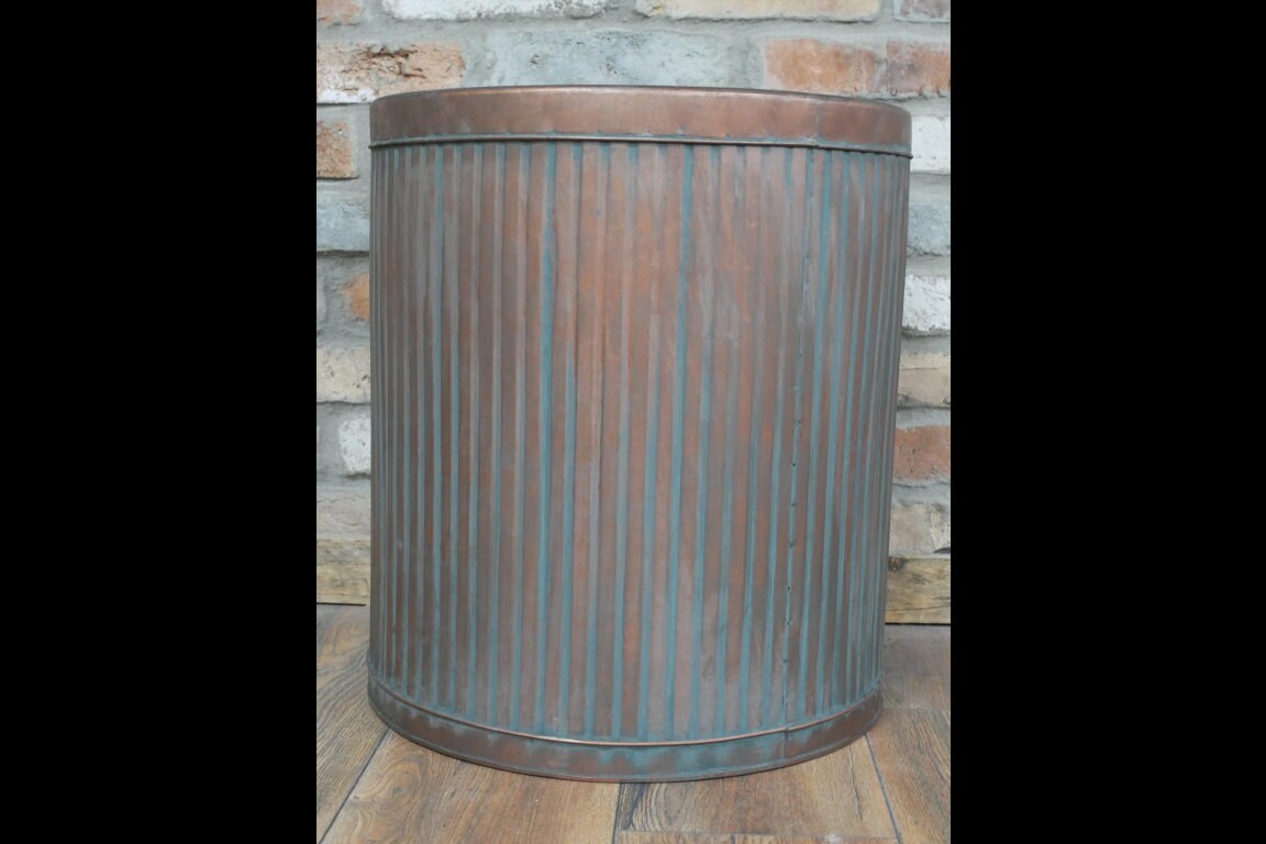 Set of 3 Metal Planters Tubs with Vintage Aged Copper Finish