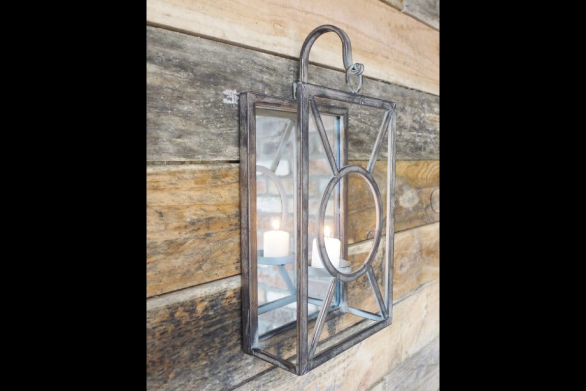 Industrial Mirrored Candle Holder Metal Wall Mounted