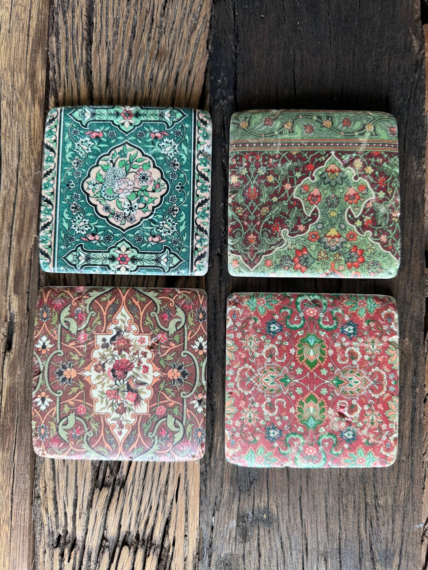 Set 4 French Shabby Chic Ceramic Tile Coasters Liberty Print Design