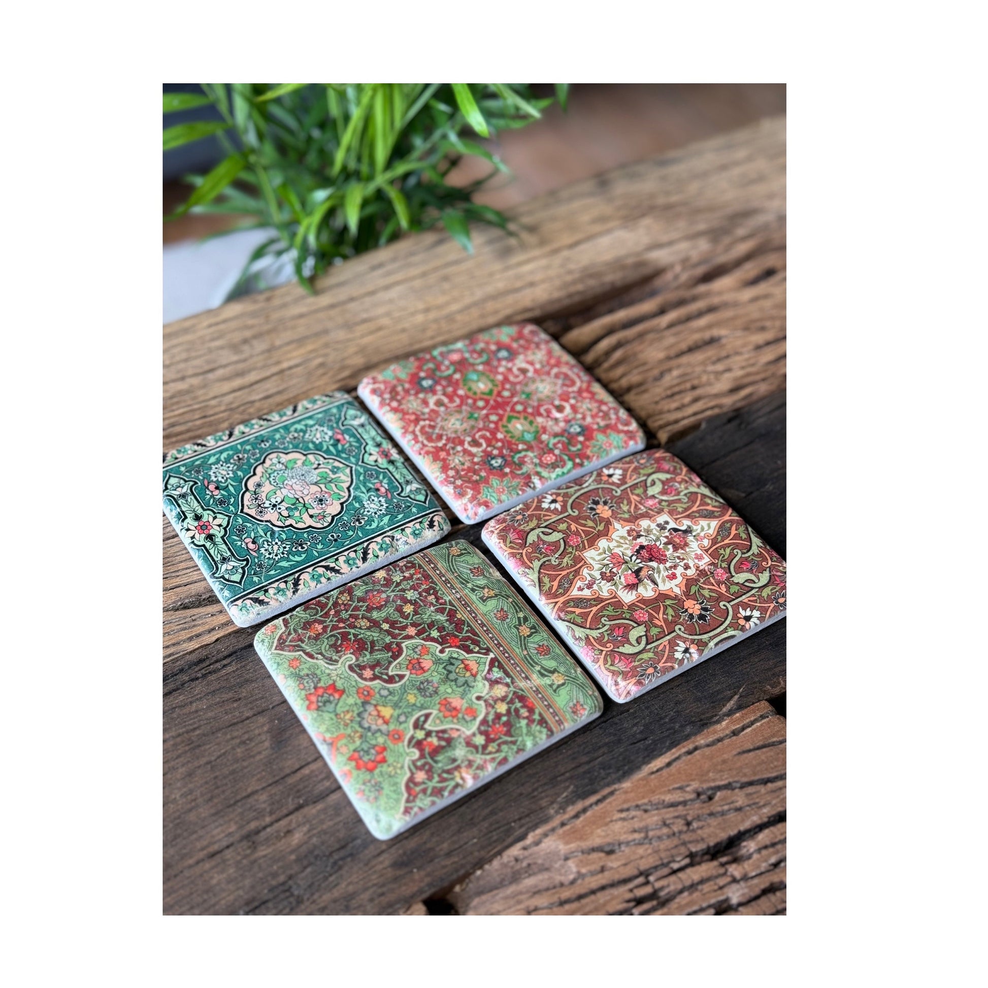 Set 4 French Shabby Chic Ceramic Tile Coasters Liberty Print Design