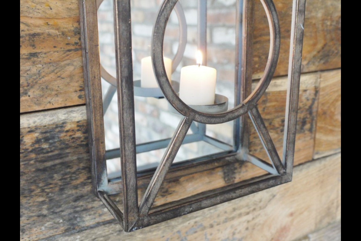 Industrial Mirrored Candle Holder Metal Wall Mounted