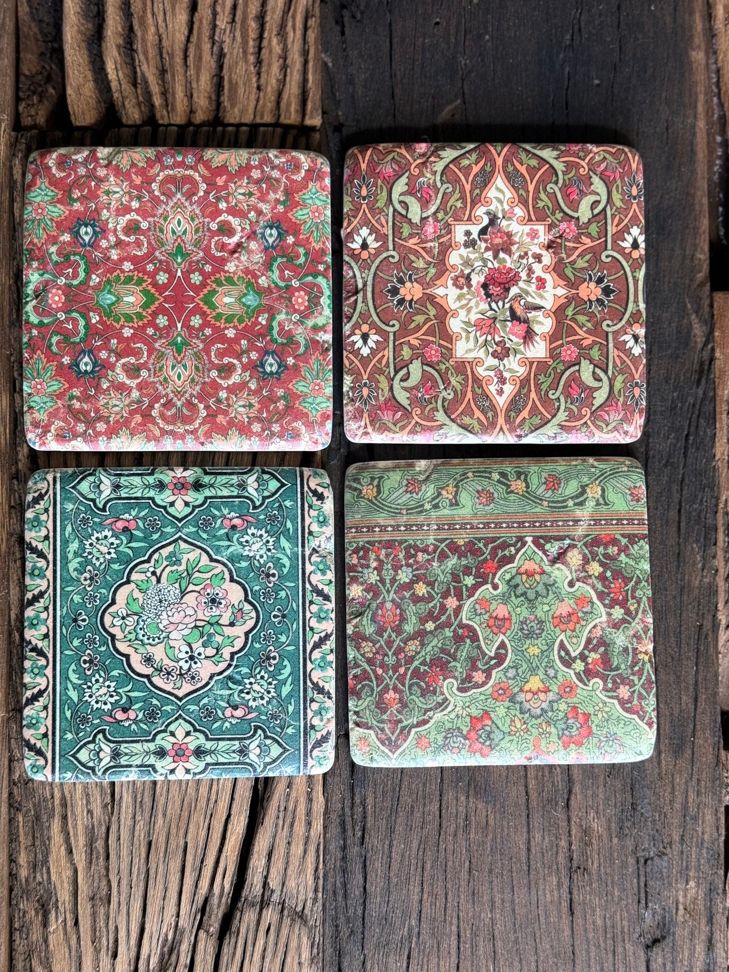 Set 4 French Shabby Chic Ceramic Tile Coasters Liberty Print Design