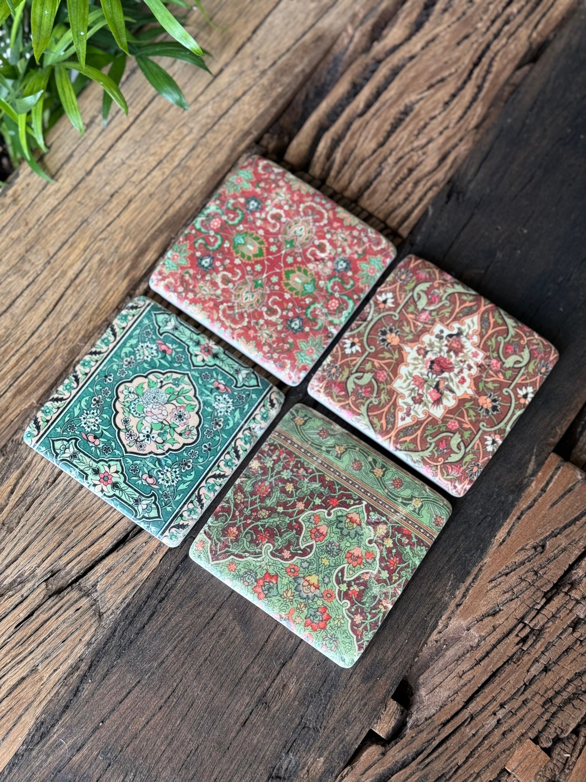 Set 4 French Shabby Chic Ceramic Tile Coasters Liberty Print Design