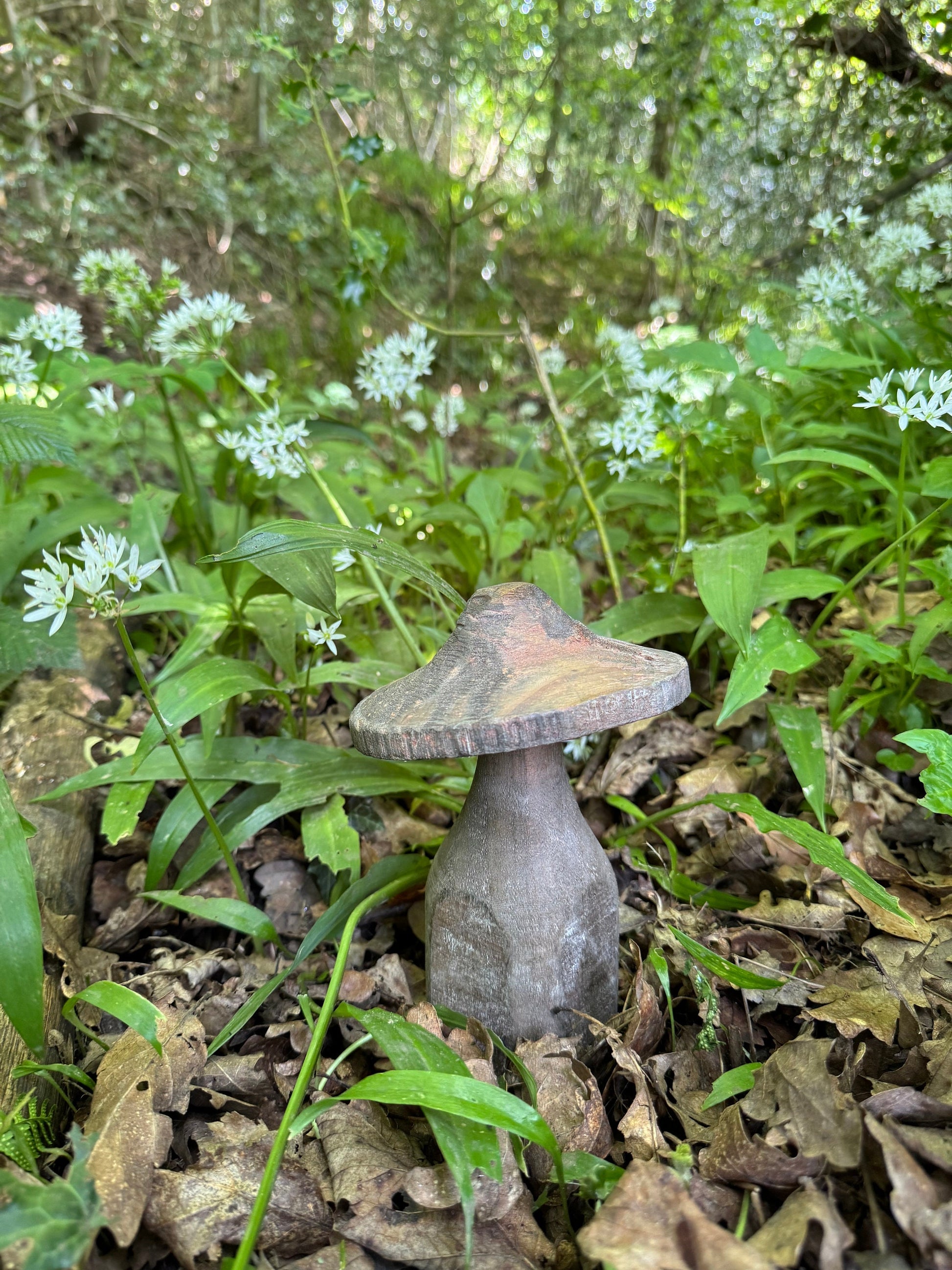 Wooden Mushroom 18cm Garden Decoration