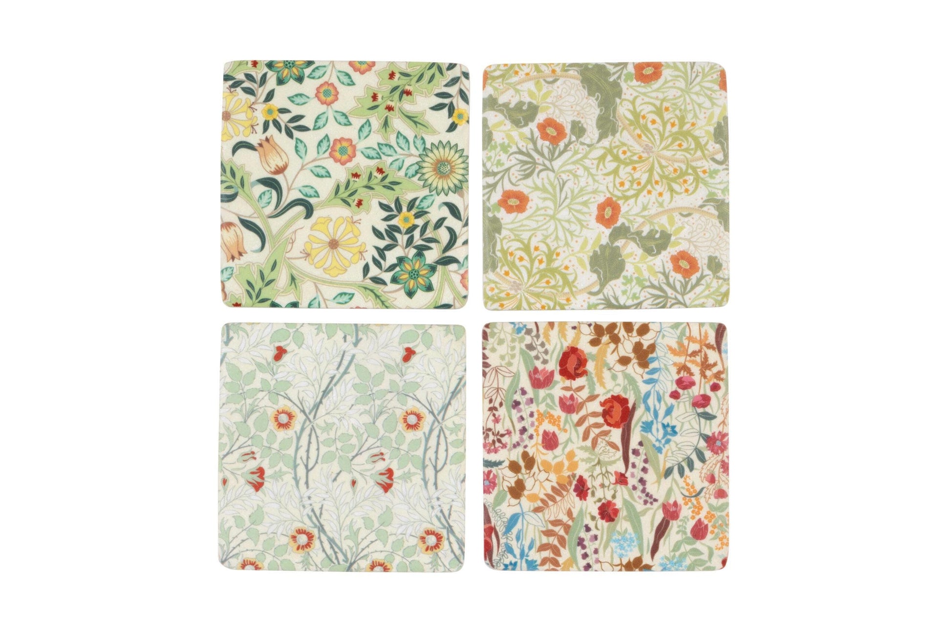 Set 4 French Shabby Chic Ceramic Tile Coasters Arts and Crafts Floral Design