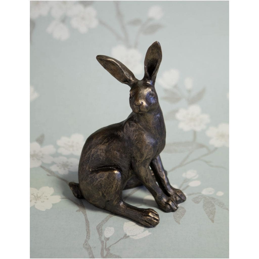 Sitting Hare Ornament in Bronze Finish