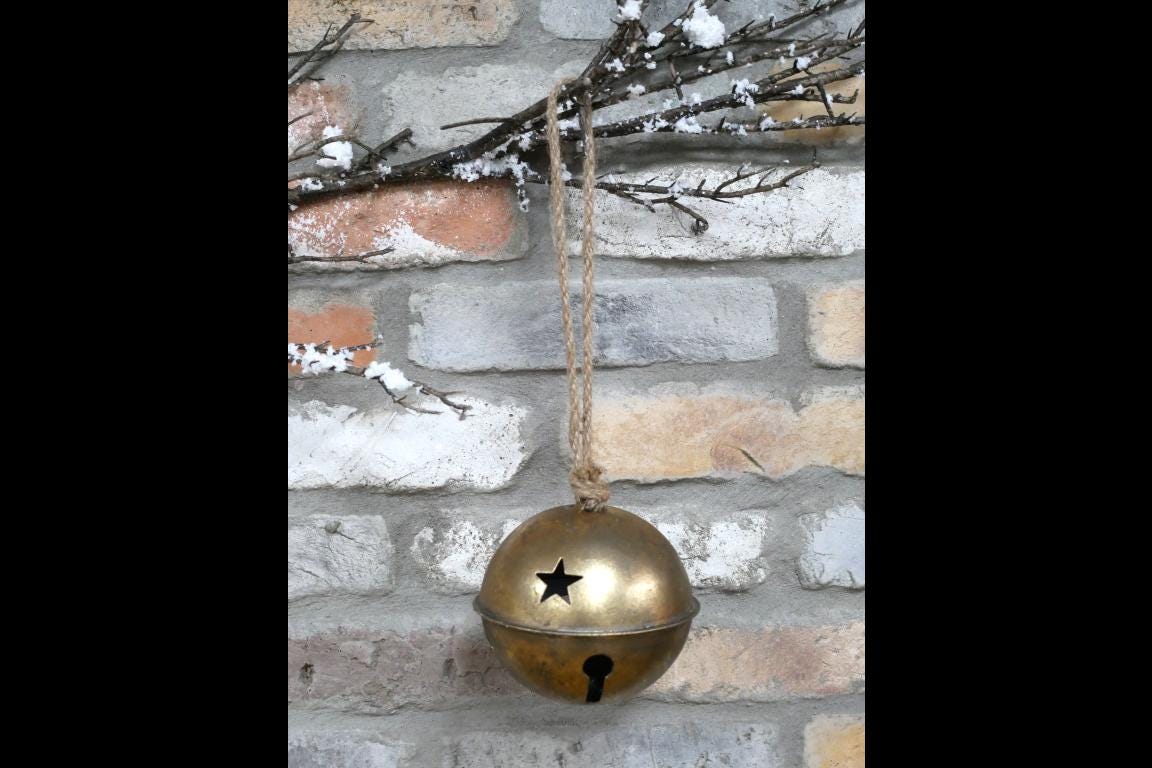 Gold Christmas Bell Decoration with Hanging Rope