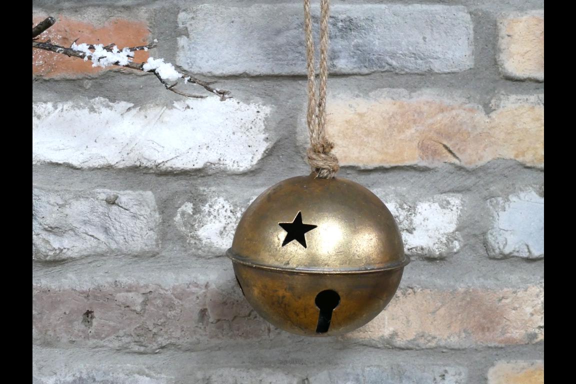 Gold Christmas Bell Decoration with Hanging Rope