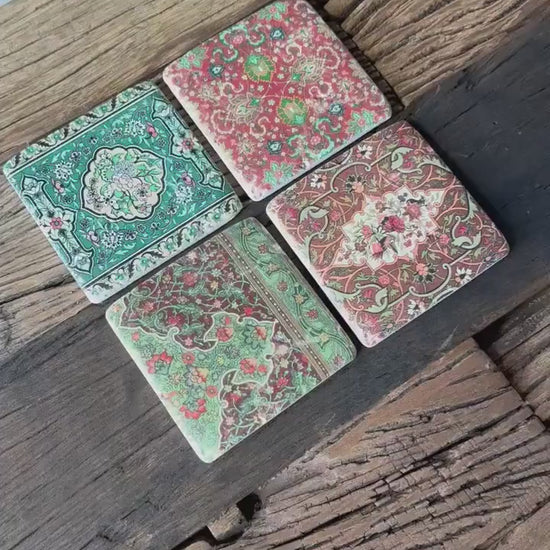 Set 4 French Shabby Chic Ceramic Tile Coasters Liberty Print Design