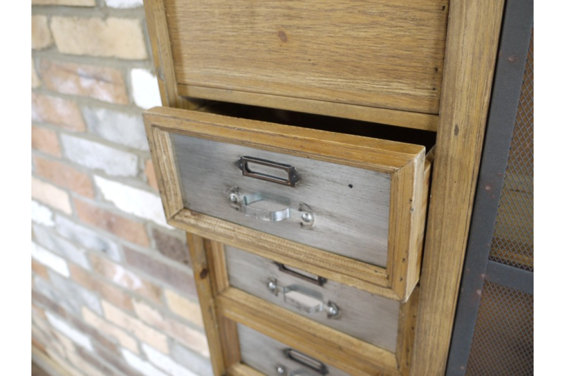Vintage Industrial Wood and Metal Wall Cabinet